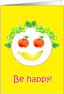 Be happy, grapes hair card