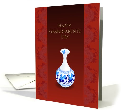 Happy grandparents day, antique vase card (676318)