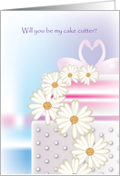 will you be my cake cutter, pink, gerbera card