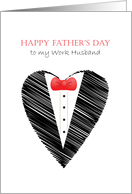 happy father’s day to work husband, love shape, bow tie card