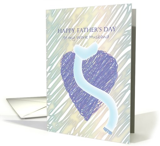 happy father's day to work husband, love shape, blue scarf card