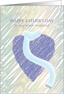 happy father’s day to work husband, love shape, blue scarf card