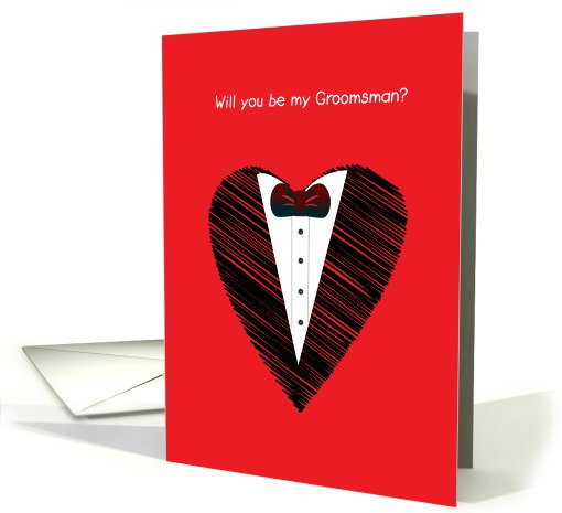 will you be my groomsman, red shape card (812838)