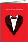 will you be my groomsman, red shape card