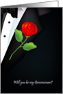 will you be my groomsman, red rose card