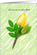 will you be my best sman, yellow tulip, boutonniere card