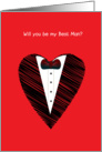 will you be my best man, love shape, bow tie card
