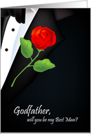 will you be my best man, red rose, boutonniere, Godfather card