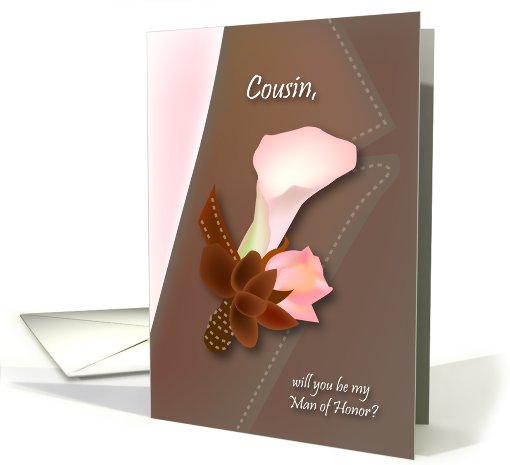 will you be my man of honor, lily, boutonniere, cousin card (813381)