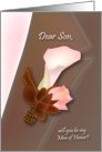 will you be my man of honor, lily, boutonniere, son card