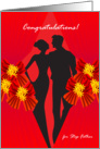 congratulations for step father, couple, ribbon card