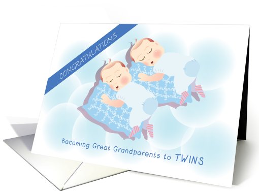 congratulations on becoming great grandparents to twins, boys card