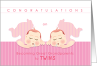 congratulations on becoming great grandparents to twins, girls card
