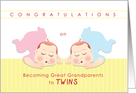 congratulations on becoming great grandparents to twins, boy & girl card