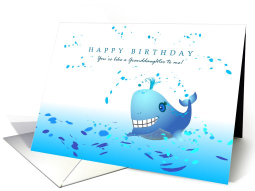 happy birthday, like a granddaughter to me, whale card (818586)