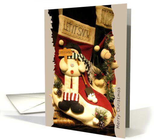 merry christmas, stocking, snowman card (822050)
