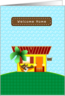 Welcome Home, brown bear, summer camp card