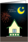Happy Ramadan, firework, malay house card