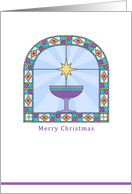 merry christmas, stained glass window, cup card