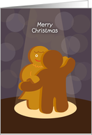 merry christmas, gingerbread couple, dancing card