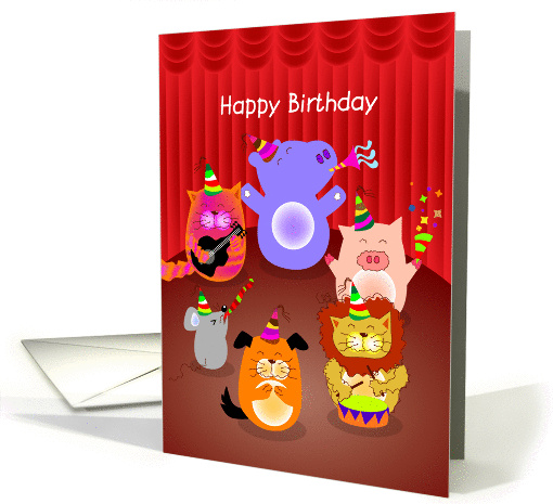 happy birthday, animals party card (839249)