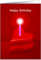 happy birthday, heart shape cake card