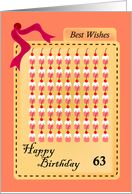 happy 63rd birthday, cupcakes with cherries card