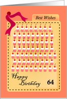 happy 64th birthday, cupcakes with cherries card