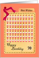 happy 70th birthday, cupcakes with cherries card