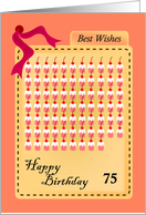 happy 75th birthday, cupcakes with cherries card