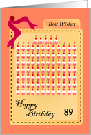 happy 89th birthday, cupcakes with cherries card