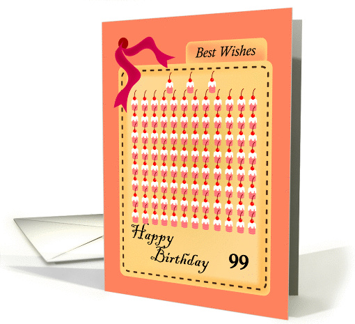 happy 99th birthday, cupcakes with cherries card (842679)