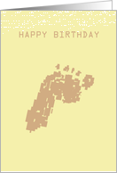 happy birthday, foot print card