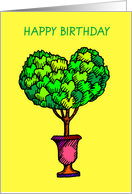happy birthday, love shape plant card