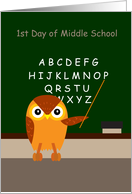 1st Day of Middle School, teacher, owl card