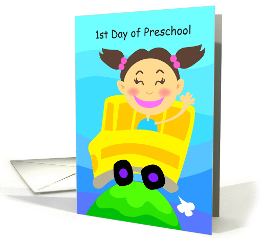 1st Day of preschool, bus, girl card (854472)