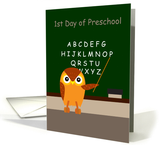 1st Day of preschool, teacher, owl card (854474)