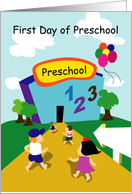 1st Day of preschool, school card