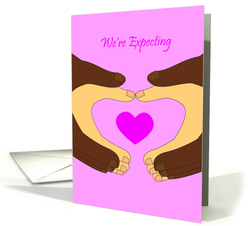 Pregnancy Expecting Announcement, Interracial Couple card (864211)