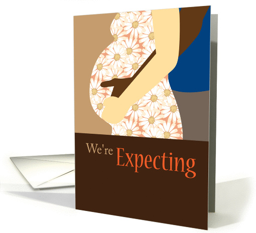 Pregnancy Expecting Announcement, Interracial Couple card (864213)