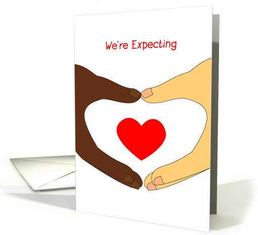 Pregnancy Expecting Announcement, Interracial Couple card (864214)