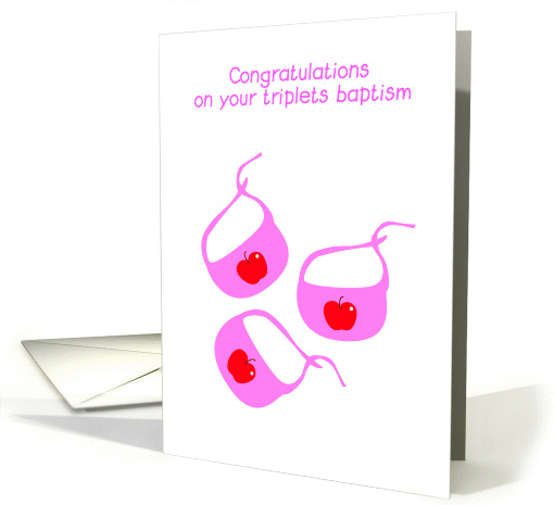 congratulations on your triplets baptism, baby bibs card (865696)