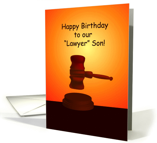 happy birthday, lawyer son, judge gavel card (866020)