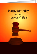 happy birthday, lawyer son, judge gavel card