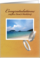 congratulations, beach wedding card