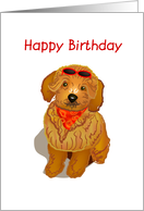 brown toy poodle, happy birthday, card