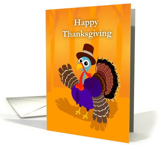 Happy Thanksgiving, Cute Turkey in Pilgrim Hat card (872938)