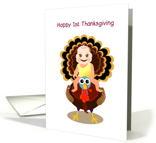 happy 1st thanksgiving, baby riding on turkey card (873287)