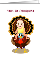 happy 1st thanksgiving, baby riding on turkey card