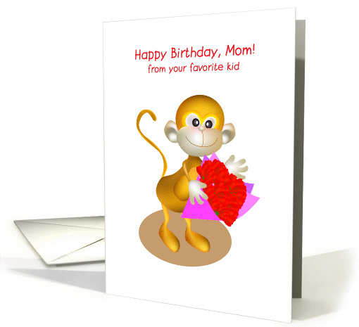 happy birthday, mom! from your favorite kid. cute monkey card (875080)
